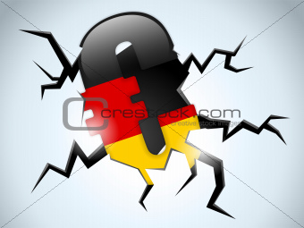 Euro Money Crisis Germany Flag Crack on the Floor