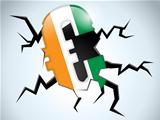 Euro Money Crisis Ireland Flag Crack on the Floor