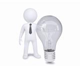 White man next to an incandescent lamp