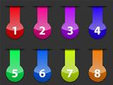 Glossy colorful numbered web interface elements