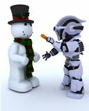 Robot building a snowman