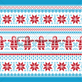 Christmas vector card - traditional knitted pattern