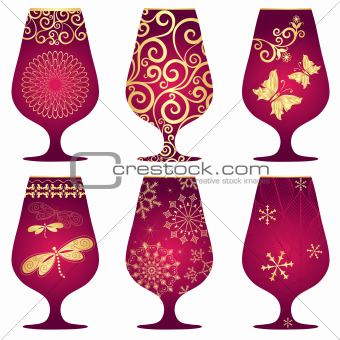 Set of purple Christmas glasses