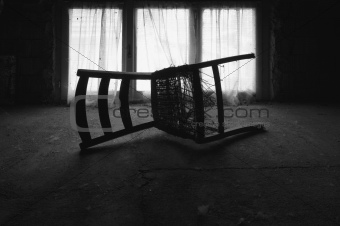 a chair in the attic