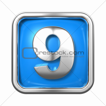 Silver Numbers in Frame, on Blue Background.