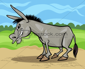funny gray donkey cartoon illustration