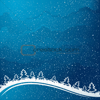 Just realistic beautiful snow on a blue background