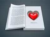 open book with red heart inside