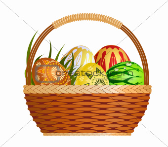 Basket with easter eggs