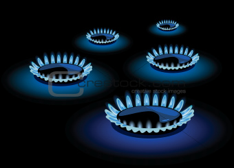 Blue flame of gas