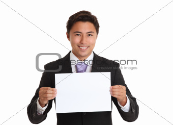 Businessman with blank paper