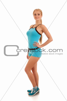 Happy young woman with beautiful slim body