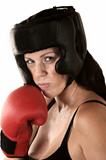 Serious Female Boxer Sweating