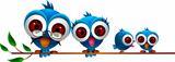 cute blue bird cartoon family