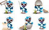 cute blue bird cartoon collection