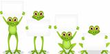 frog cartoon collection with blank sign