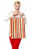 Happy shopping woman holding bag
