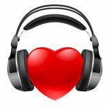 Red heart with headphones