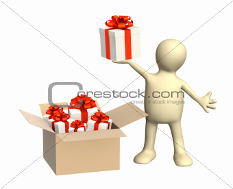 3d puppet with gifts