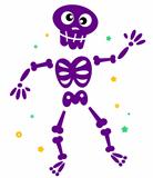 Cute dancing skeleton isolated on white