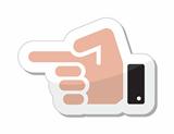 Pointing hand vector icon as label