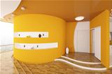 Modern interior design of entrance hall 3d render