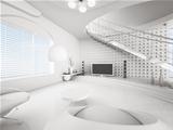 Modern interior of white living room 3d render