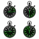Stopwatch - Green Timers. Set on White.