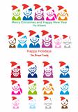 Family Christmas card, vector people icon set