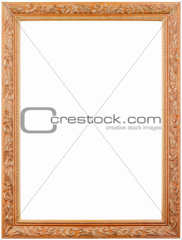 Gold picture frame on white