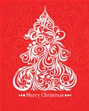Vector card with christmas tree
