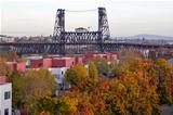 Steel Bridge Over Willamette River In Fall