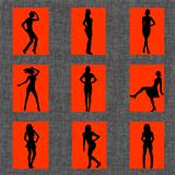 Background with set of sexy women silhouettes