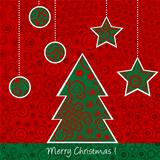 Christmas card with Christmas tree and balls