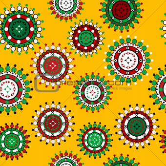 Floral seamless pattern over yellow  background