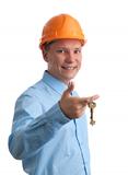 construction worker with keys. Real Estate Agent