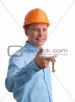 construction worker with keys. Real Estate Agent