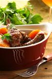 Traditional French cuisine - chicken in wine, coq au vin