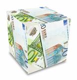 Euro banknotes cube concept