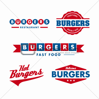 Fast food restaurant logo set