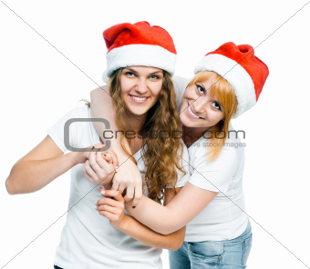 girls in Santa hat