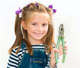 smiling girl with pliers