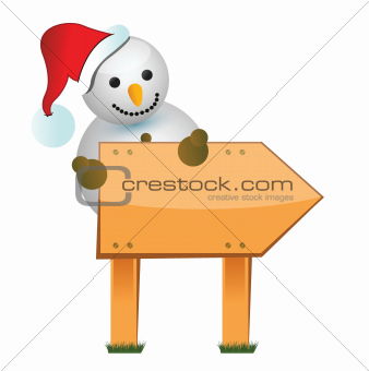 wooden snowman sign