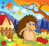 Autumn scene with hedgehog 1