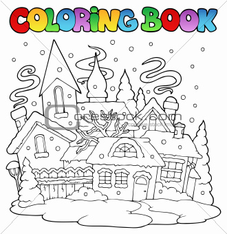Coloring book winter town image 1