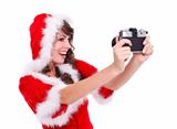 Santa helper taking photo of herself