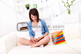 Girl reading books