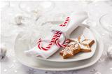 Place setting in white for Christmas