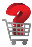 question mark inside a shopping cart