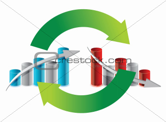 up and down graph cycle illustration design